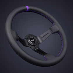 DND 350mm Perforated Leather 75mm Deep Purple Stitching Race Steering Wheel