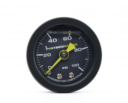Hybrid Racing Liquid Filled Universal Fuel Pressure Gauge