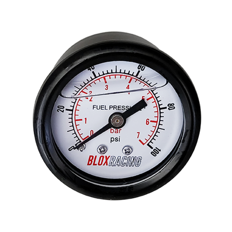 BLOX Racing 0-100psi Liquid-Filled Fuel Pressure Gauge Kit