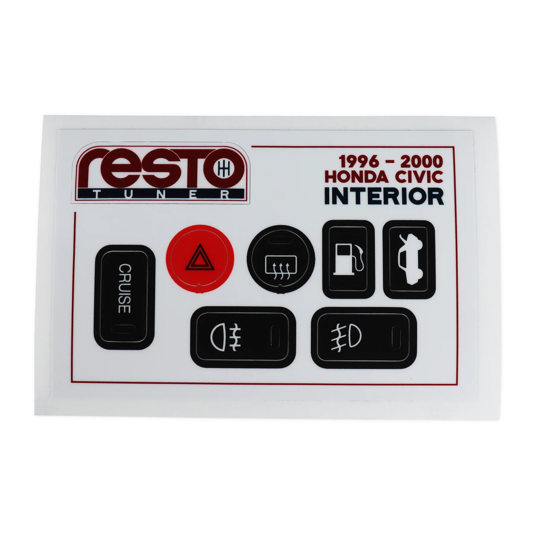 RestoTuner 96-00 Honda Civic Interior Decal Set
