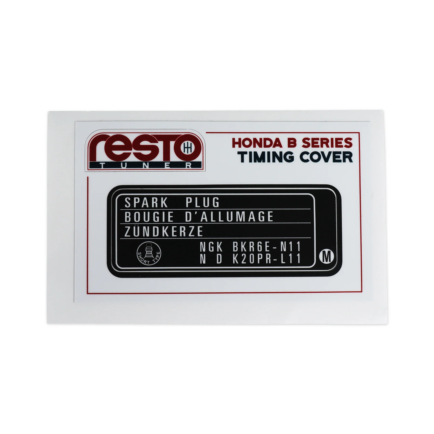 RestoTuner Version M European B16 Timing Cover Replacement Decal