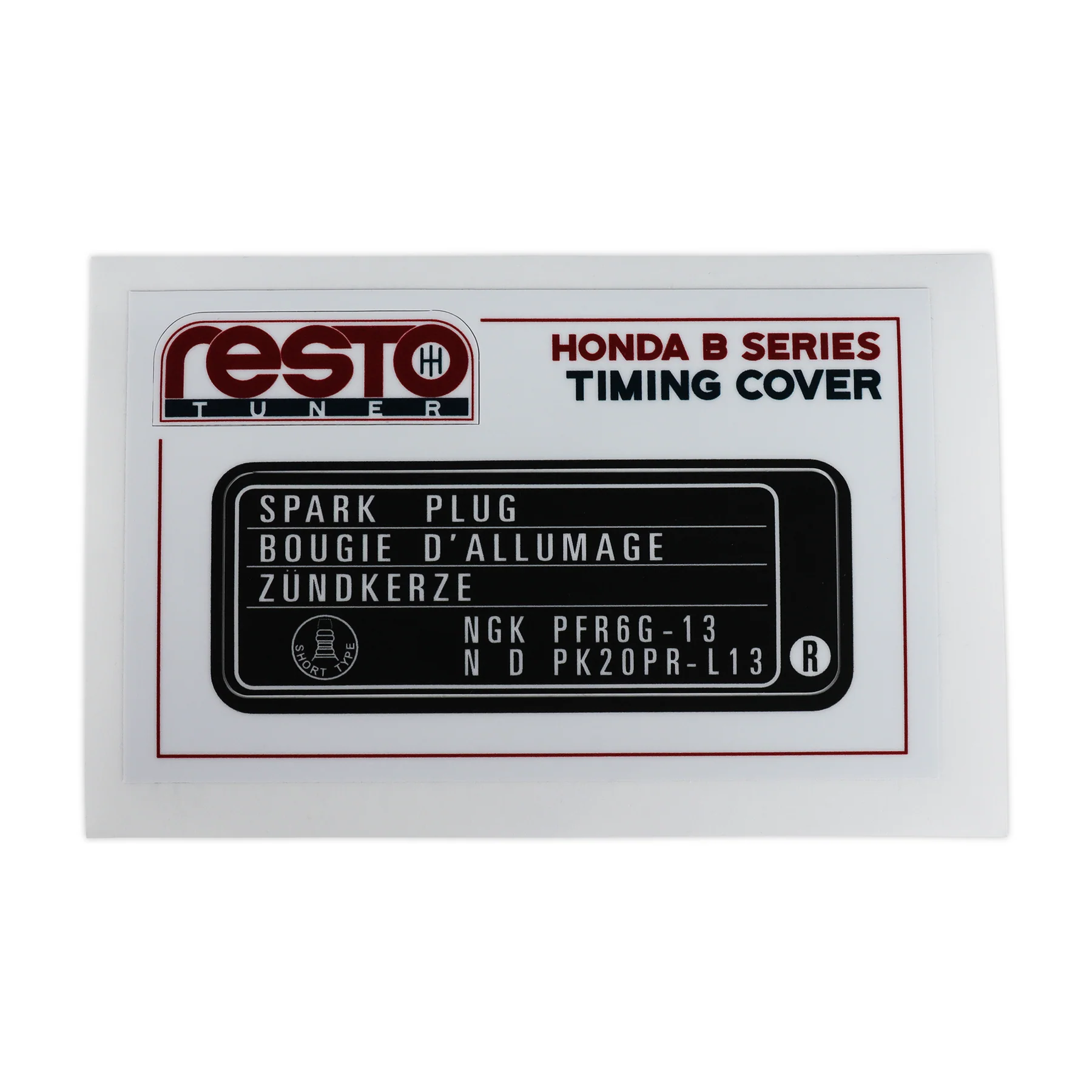 RestoTuner 94-01 Integra GSR Version R Timing Cover Replacement Decal