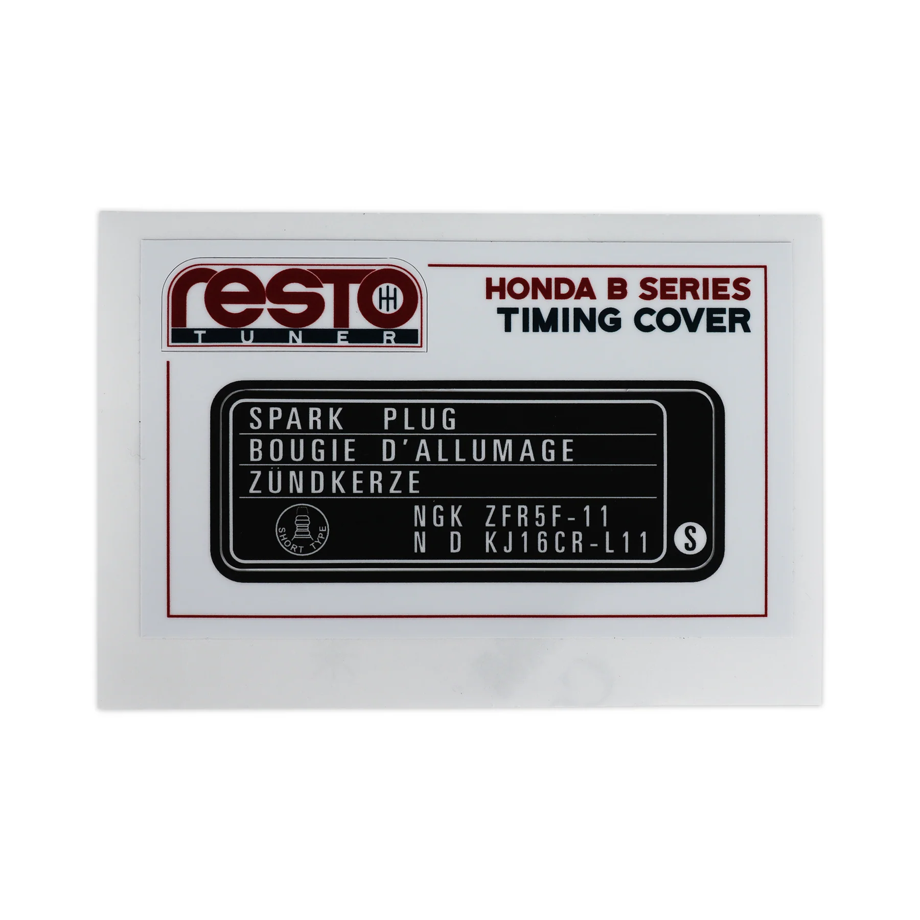 RestoTuner 86-01 Integra B18 Non VTEC Version S Timing Cover Replacement Decal