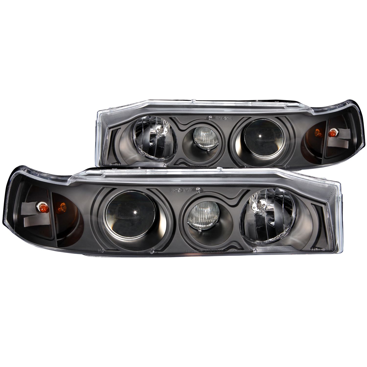 ANZO 90-93 Accord Projector Black Headlights with Halo