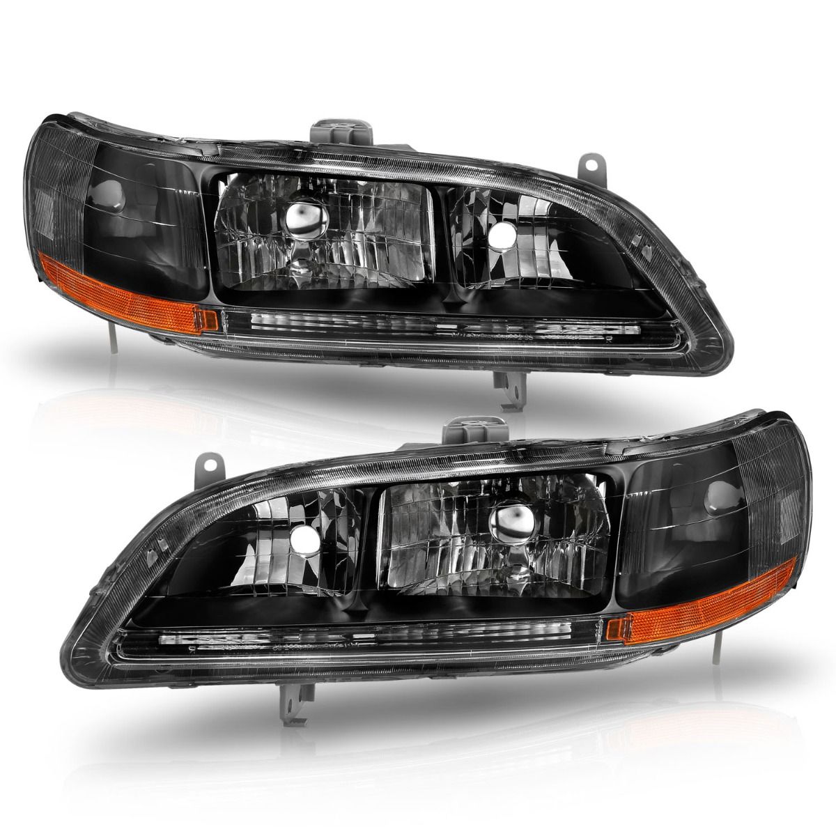 ANZO 98-02 Honda Accord Crystal Black Headlights