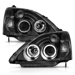 ANZO 02-04 Civic Si Black Projector Headlights with Halo