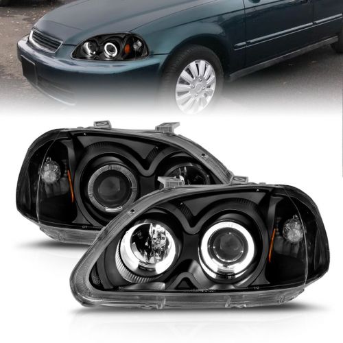ANZO 96-98 Civic Black Projector Headlights w/ Halo | 121068 | K