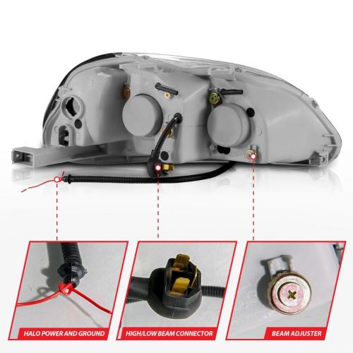 ANZO 96-98 Civic Black Projector Headlights w/ Halo | 121068 | K