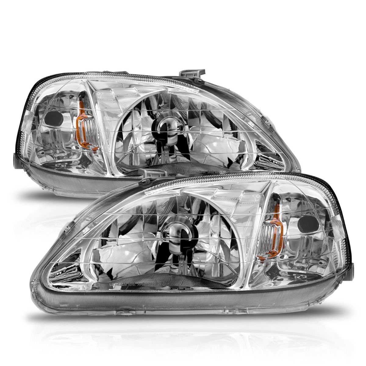 ANZO 99-00 Civic Chrome Crystal Headlights