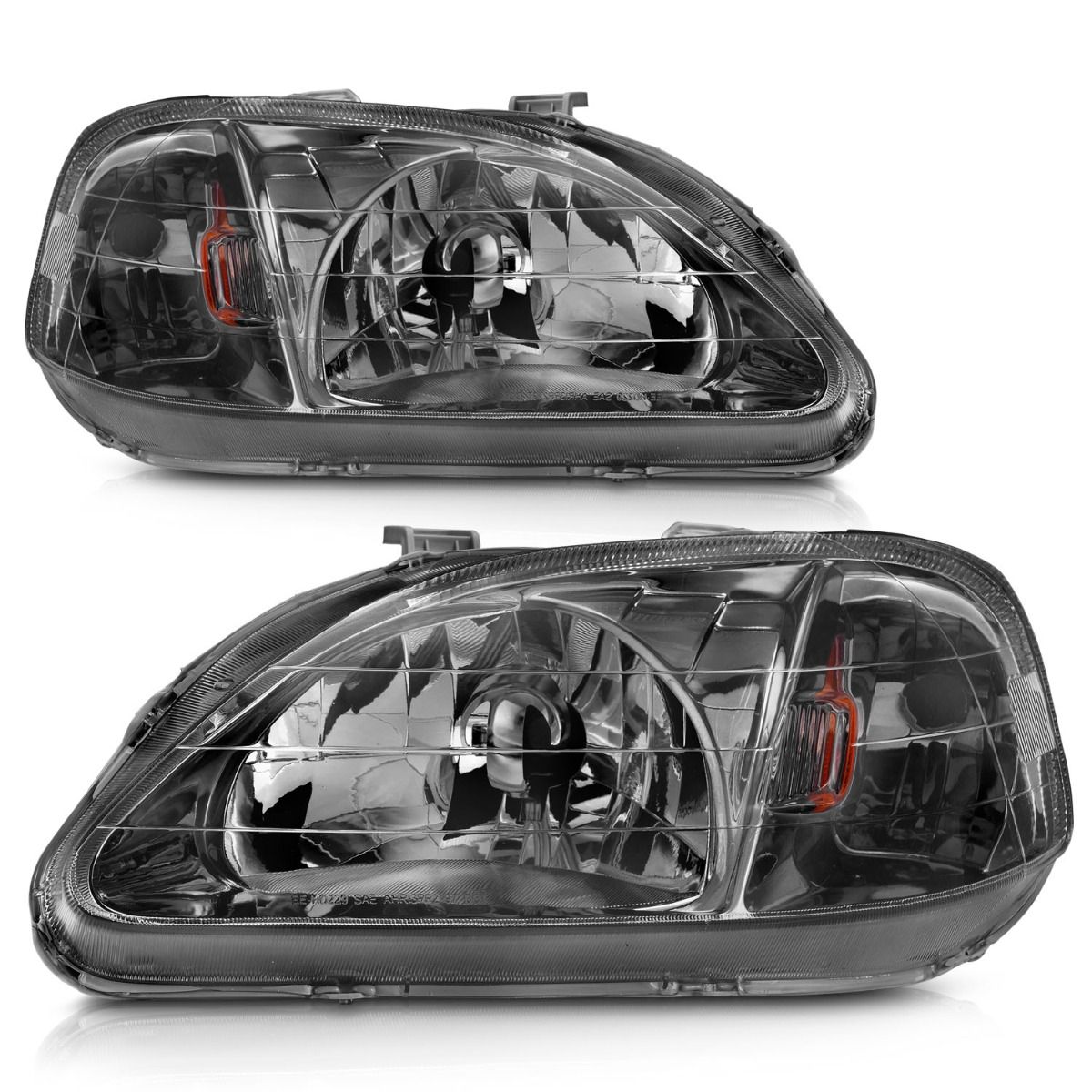 ANZO 99-00 Civic Gunmetal Crystal Headlights