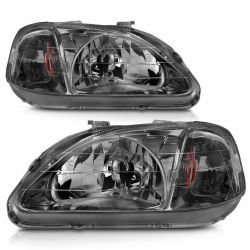 ANZO 99-00 Civic Gunmetal Crystal Headlights