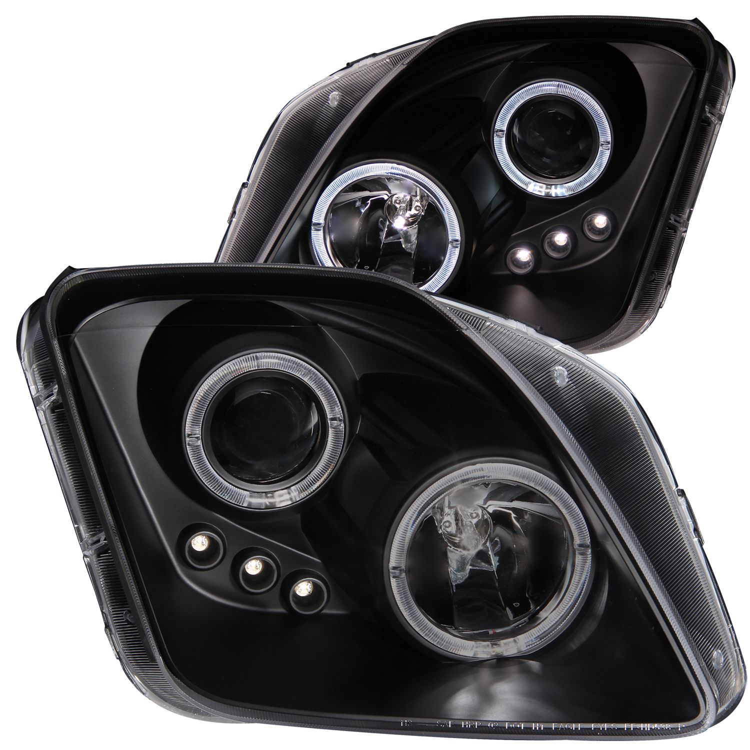 ANZO 97-01 Prelude Black Projector LED Headlights with Halo
