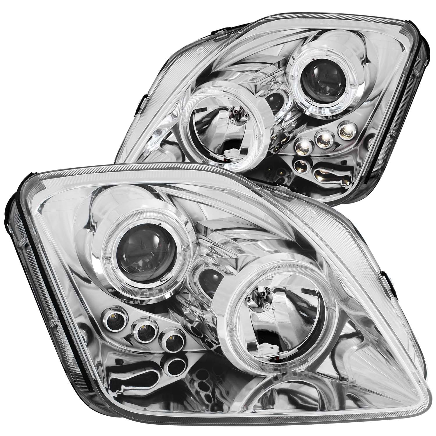 ANZO 97-01 Prelude Chrome Projector LED Headlights with Halo