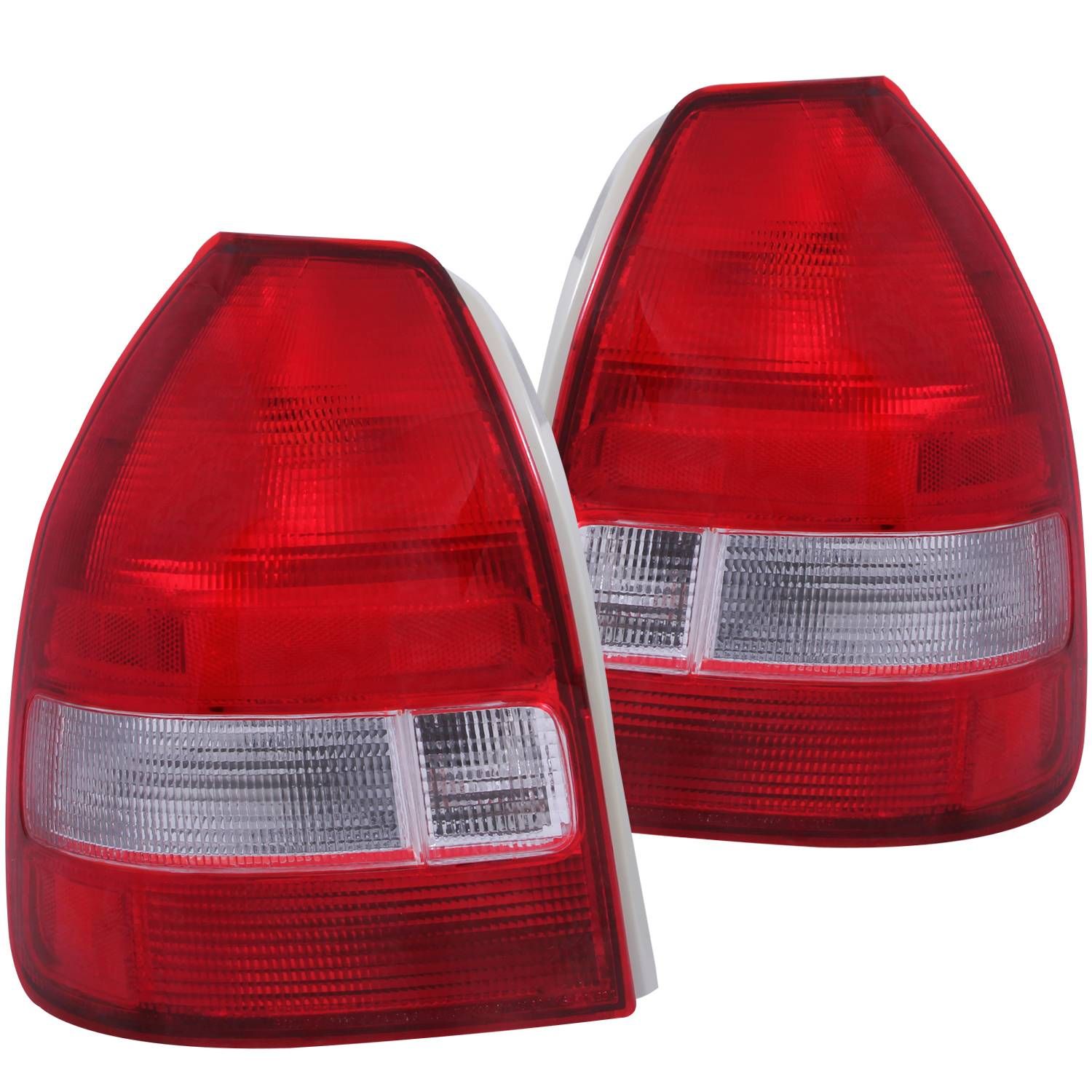 ANZO 96-00 Civic Hatchback Red and Clear Taillights
