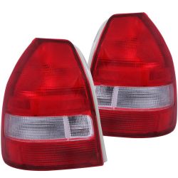 ANZO 96-00 Civic Hatchback Red and Clear Taillights