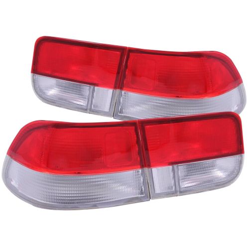 ANZO 96-00 Civic Coupe Red and Clear Taillights | 221147 | K