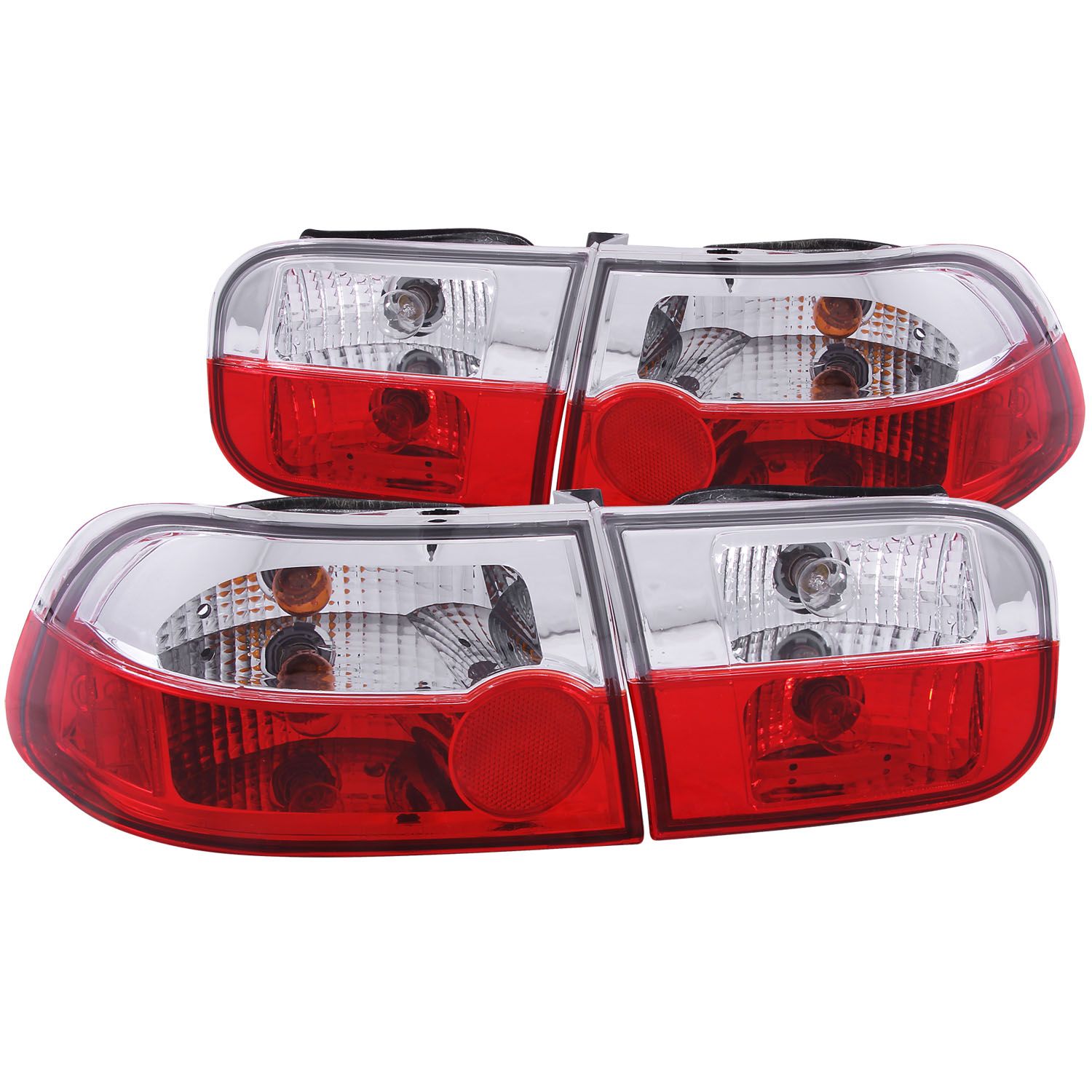 ANZO 92-95 Civic Red and Clear Taillights