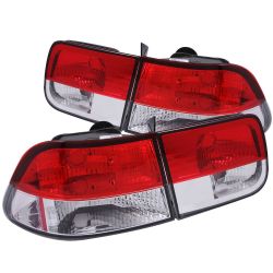 ANZO 96-00 Civic Coupe Red and Clear Taillights
