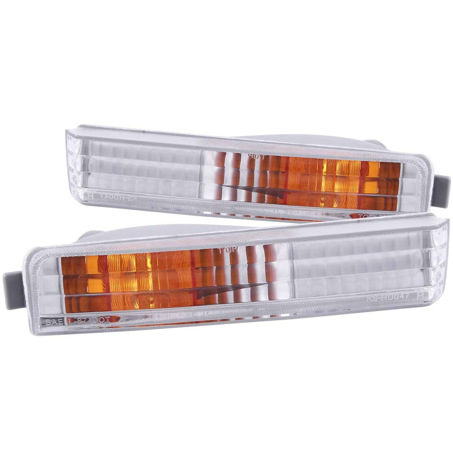 ANZO 90-91 Accord Euro Chrome Parking Lights with Amber Reflector
