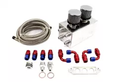 PLM Silver Power Driven Universal Oil Catch Can Breather Tank Kit