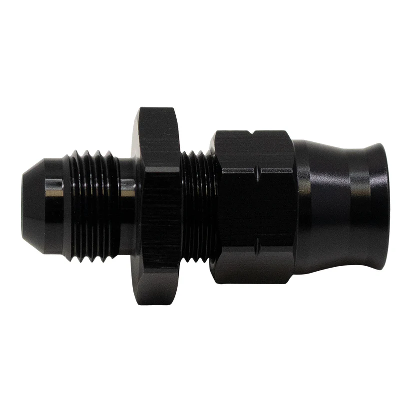 DeatschWerks Black -6AN Male Flare to 3/8 Inch Hardline Compression Adapter with Olive Insert