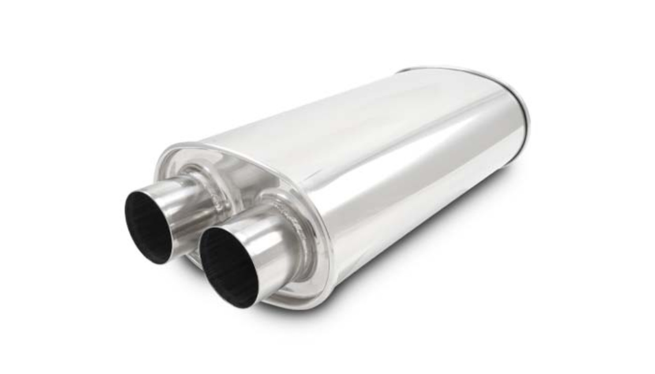 Vibrant Universal StreetPower 2.5-inch Inlet and Oulet Stainless Steel Dual In-Out Oval Muffler