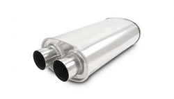 Vibrant Universal StreetPower 2.5-inch Inlet and Oulet Stainless Steel Dual In-Out Oval Muffler