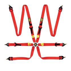 OMP Red 2 Inch 6 Point Pull Up Safety Harness