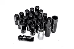 Project Kics Black Leggdura Racing 53mm EL53 Shell Type M12x1.5 Lug Nut Set with Locks