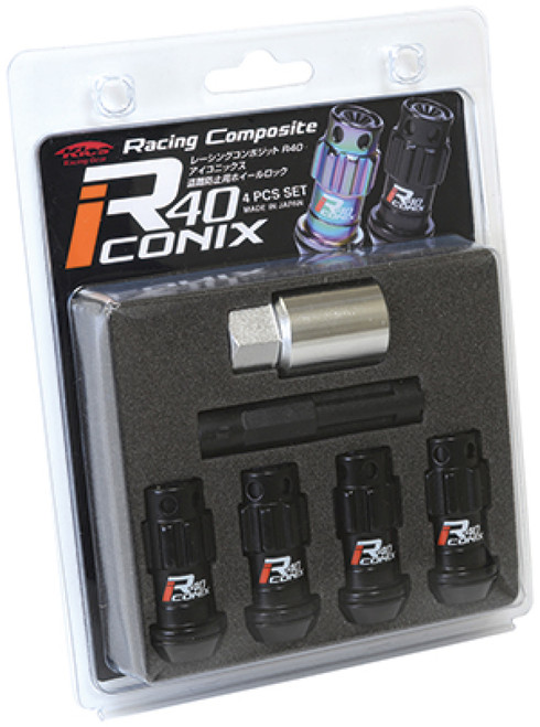 Project Kics Black R40 Iconix 12x1.50 Lug Nut Lock Set