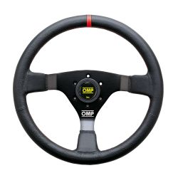 OMP Black 350mm Leather WRC Steering Wheel with Red Centering Mark
