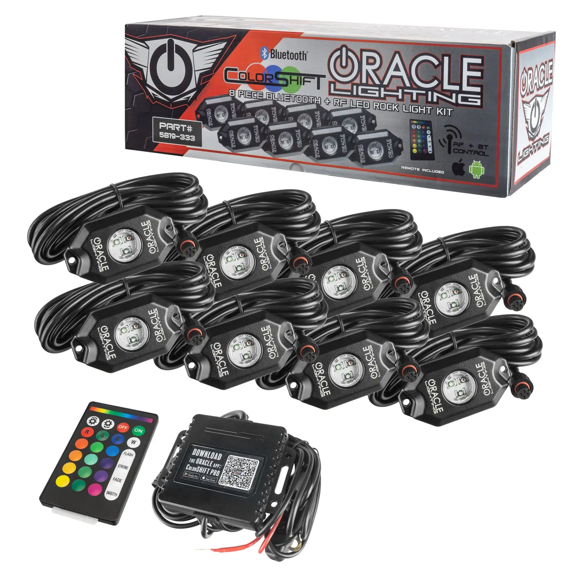 Oracle Lighting 8 Piece Bluetooth and RF ColorSHIFT Underbody Rock Light Kit