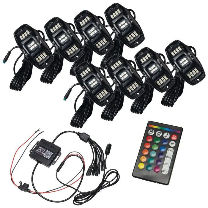 Oracle Lighting 8 Piece with Bluetooth Control Colorshift RGB+W Underbody Wheel Well Rock Light Kit