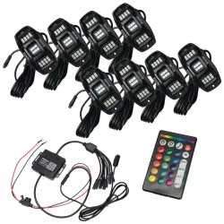 Oracle Lighting 8 Piece with Bluetooth Control Colorshift RGB+W Underbody Wheel Well Rock Light Kit