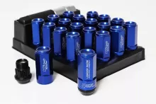 Project Kics Blue Leggdura Racing M12x1.5 53mm Closed End Lug Nut Set: 16 Pieces with 4 Locks