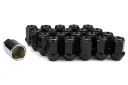 Project Kics Black Leggdura Racing M12x1.5 Close End Lug Nuts with Laser Logo 20 Piece Set