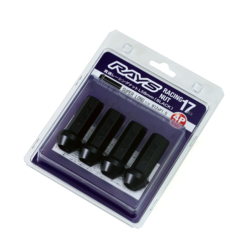Rays 17 Hex Racing Nut Set L58 Super Long Type 12x1.50 Black