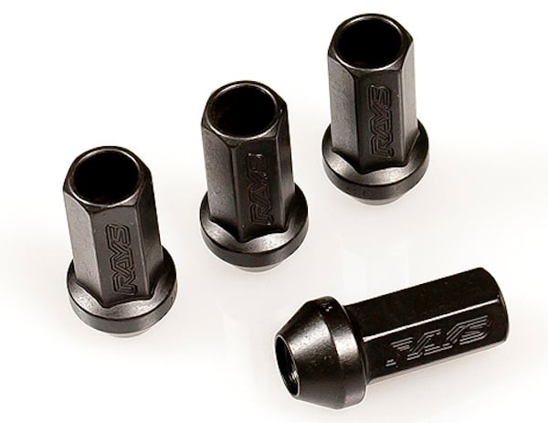 Rays Black 17 Hex L48 Racing M12x1.5 Lug Nut Set