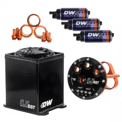 DeatschWerks 5.5L Modular Surge Tank with Three DW200 Fuel Pumps