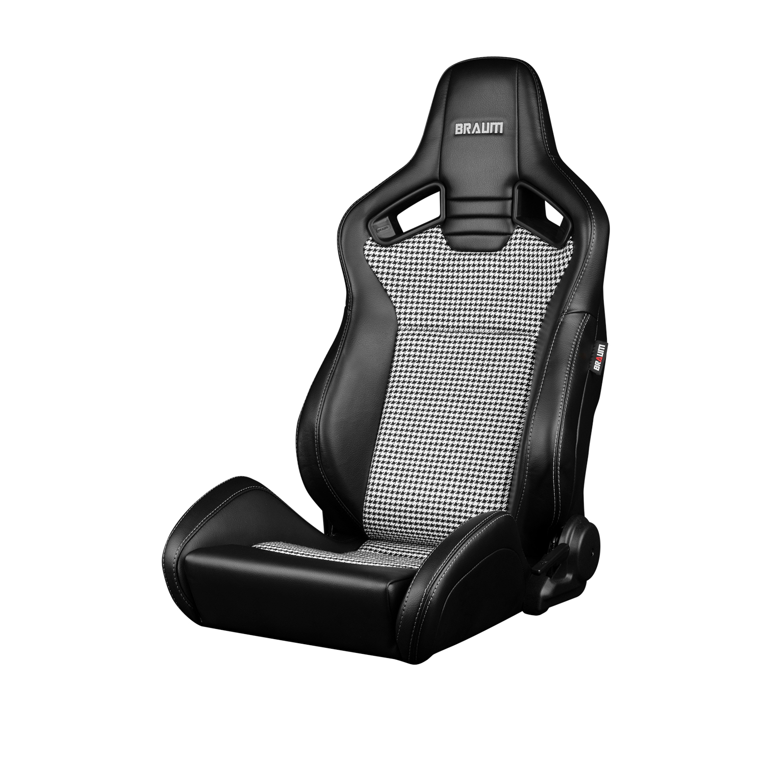 Braum Elite V2 Series Black Leatherette with Houndstooth Fabric Sport Reclinable Seats