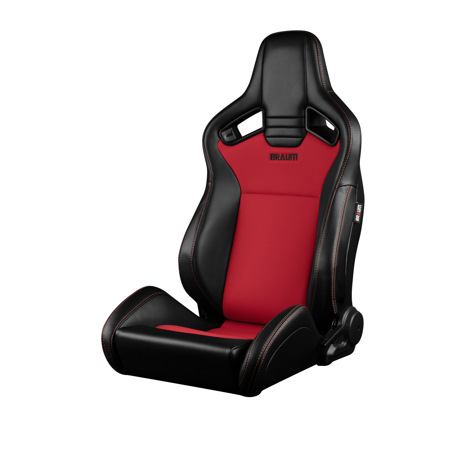 Braum Elite V2 Series Black Leatherette with Red Fabric Sport Reclinable Seats