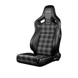 Braum Elite V2 Series Low Bolster Black Leatherette with Grey Plaid Sport Reclinable Seats