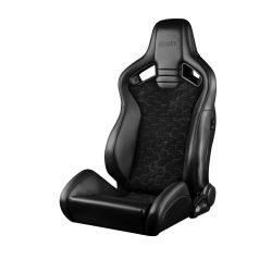Braum Elite V2 Series Black Leatherette with Honeycomb Suede and Grey Stitching Reclinable Seats