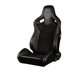 Braum Elite V Series Black Leatherette with Honeycomb Suede and Red Stitching Reclinable Seats