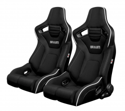 Braum Elite-R Series Black Cloth with White Trim Sport Reclinable Seats