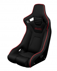 Braum Elite-R Series Black Cloth with Red Trim Fixed Back Bucket Seat
