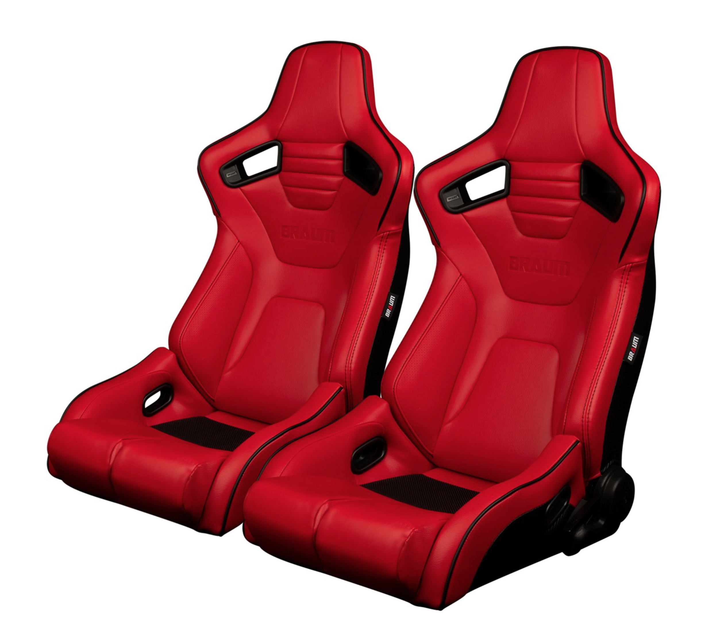 Braum Elite-R Series Red Leatherette with Black Trim Sport Reclinable Racing Seats
