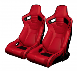 Braum Elite-R Series Red Leatherette with Black Trim Sport Reclinable Racing Seats