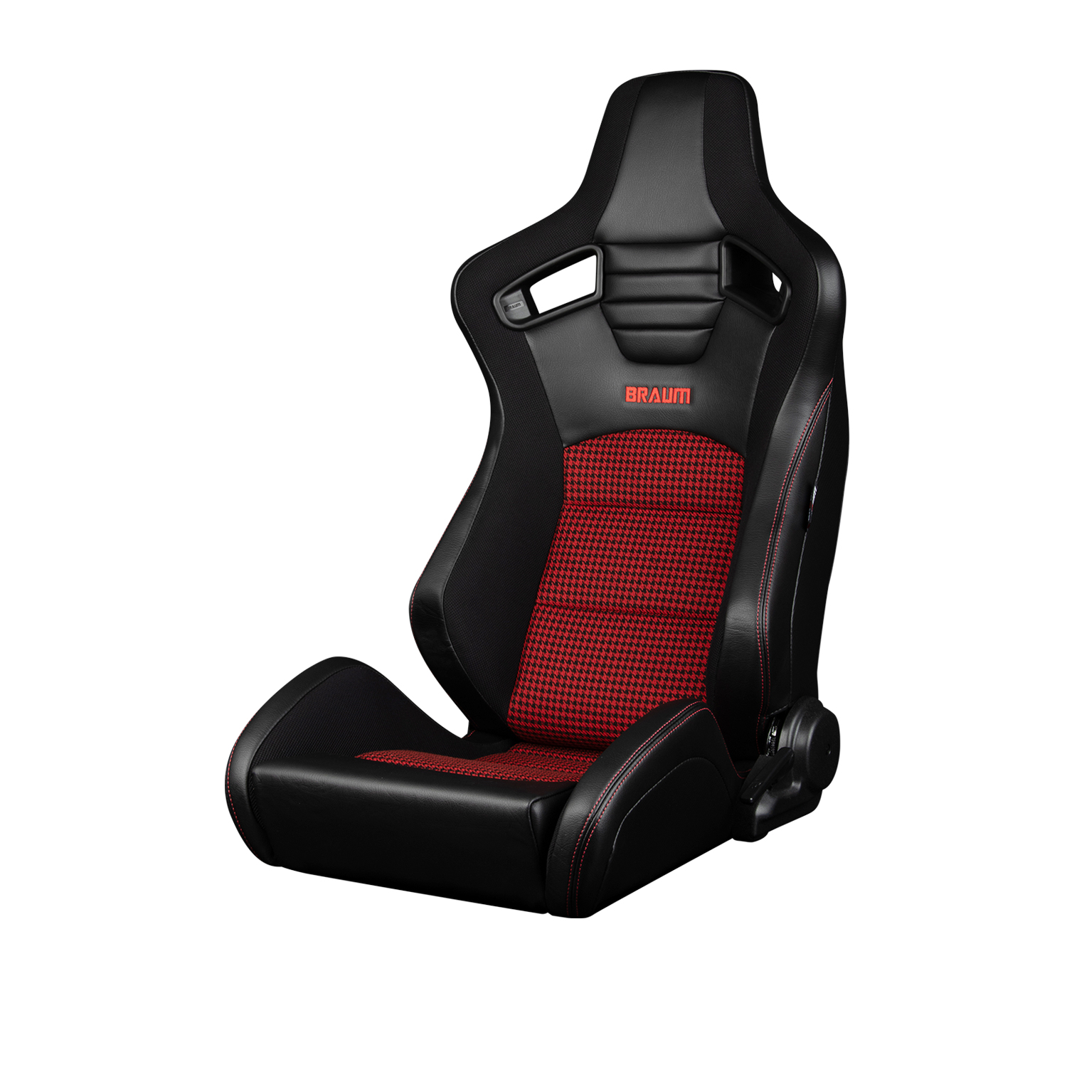 Braum Elite-S Series Black Leatherette with Red Houndstooth Sport Reclinable Seats