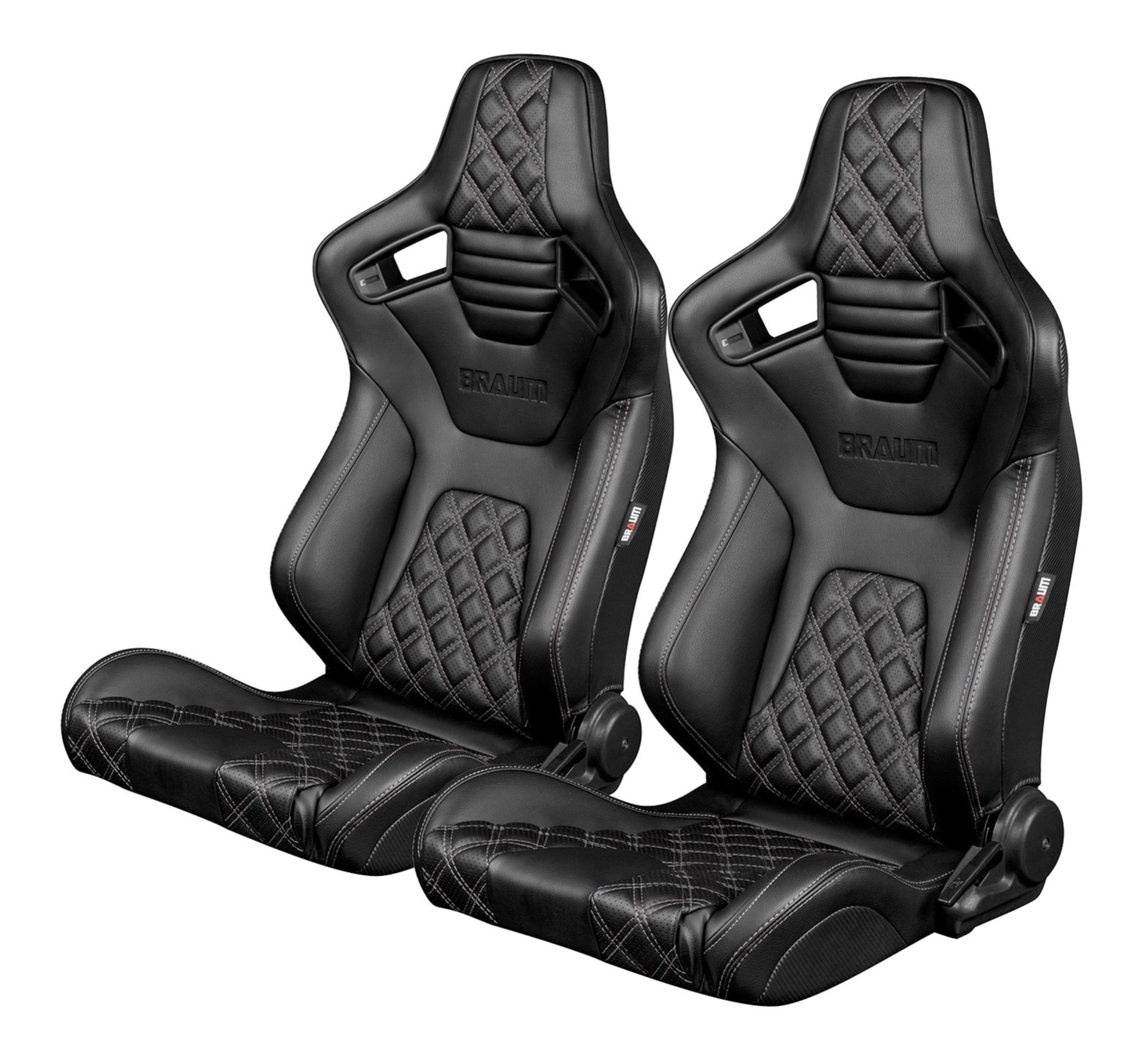 Braum Elite-X Series Diamond Edition Black Leatherette with Black Trim Sport Reclinable Seats